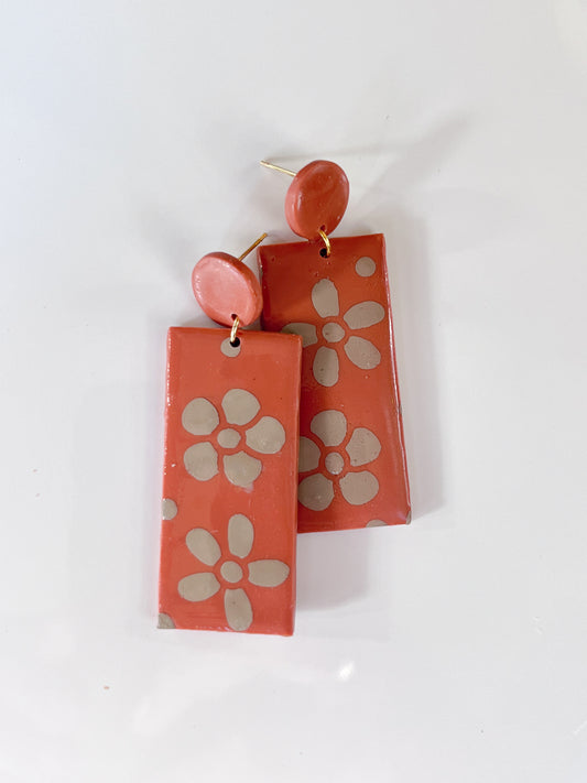 Mixed Media Floral Pattern Dangles